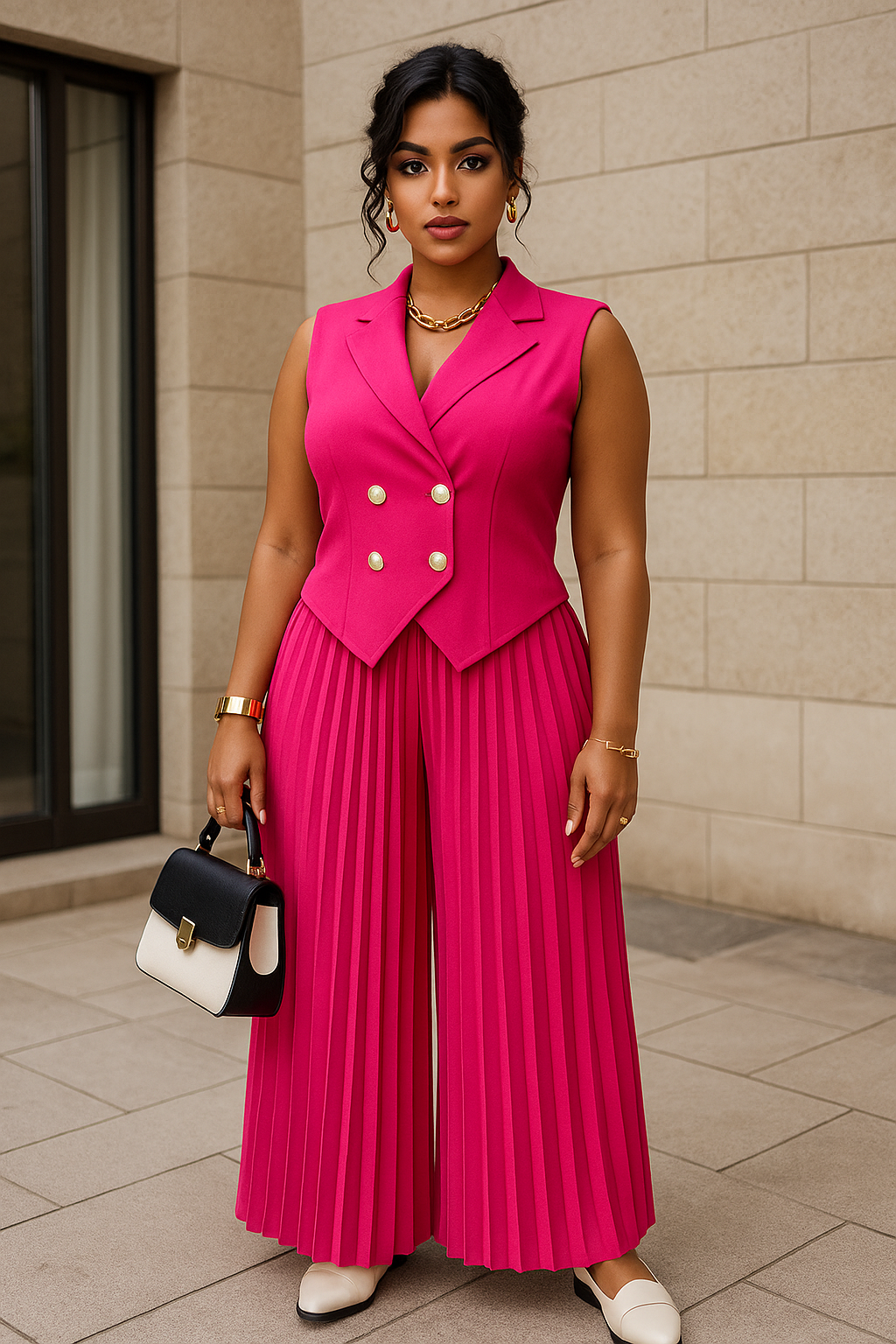 Ensemble pantalon plissé – Élégance d'Été