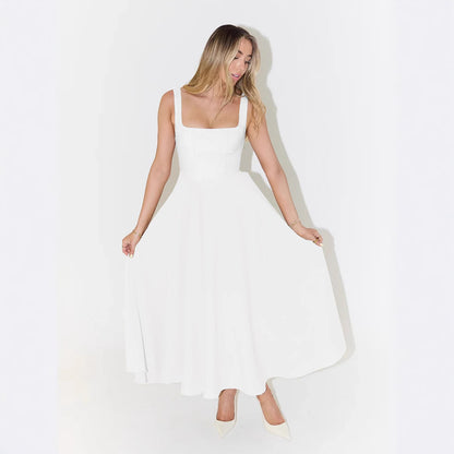 Robe col carré fluide – Élégante & légère pour l’été