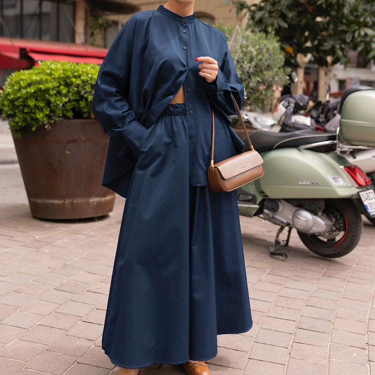 Ensemble Élégance Fluide – Col Mandarin & Détente Premium