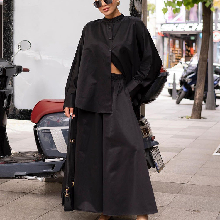 Ensemble Élégance Fluide – Col Mandarin & Détente Premium