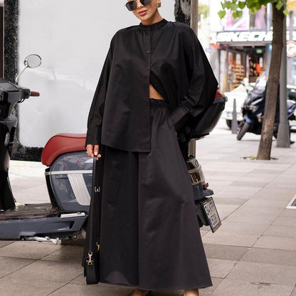 Ensemble Élégance Fluide – Col Mandarin & Détente Premium