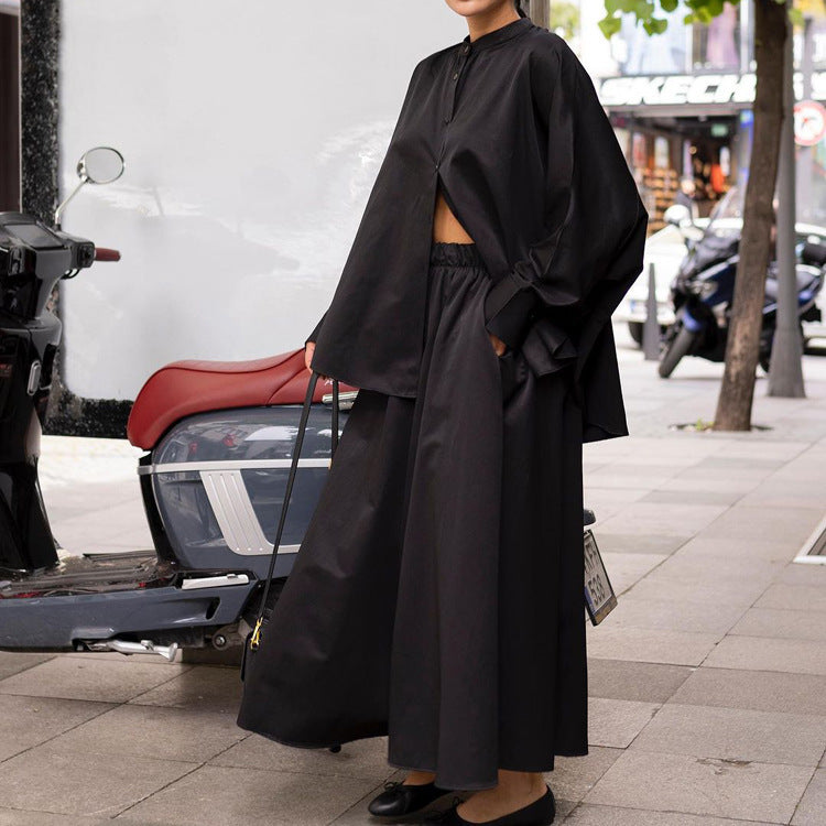 Ensemble Élégance Fluide – Col Mandarin & Détente Premium