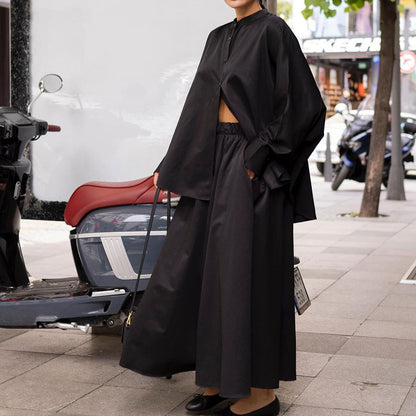 Ensemble Élégance Fluide – Col Mandarin & Détente Premium