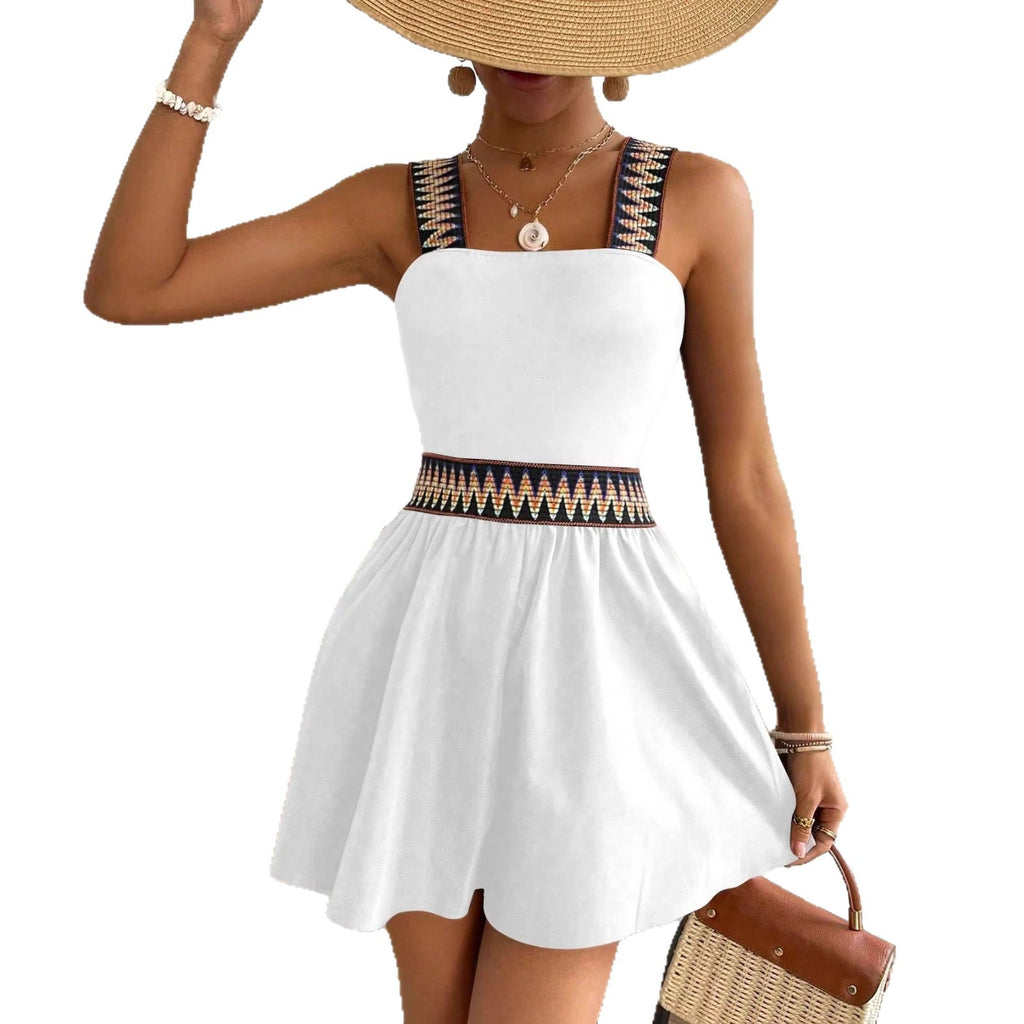Vue fournisseur du combishort femme blanc à bretelles à motifs my fashion glow
