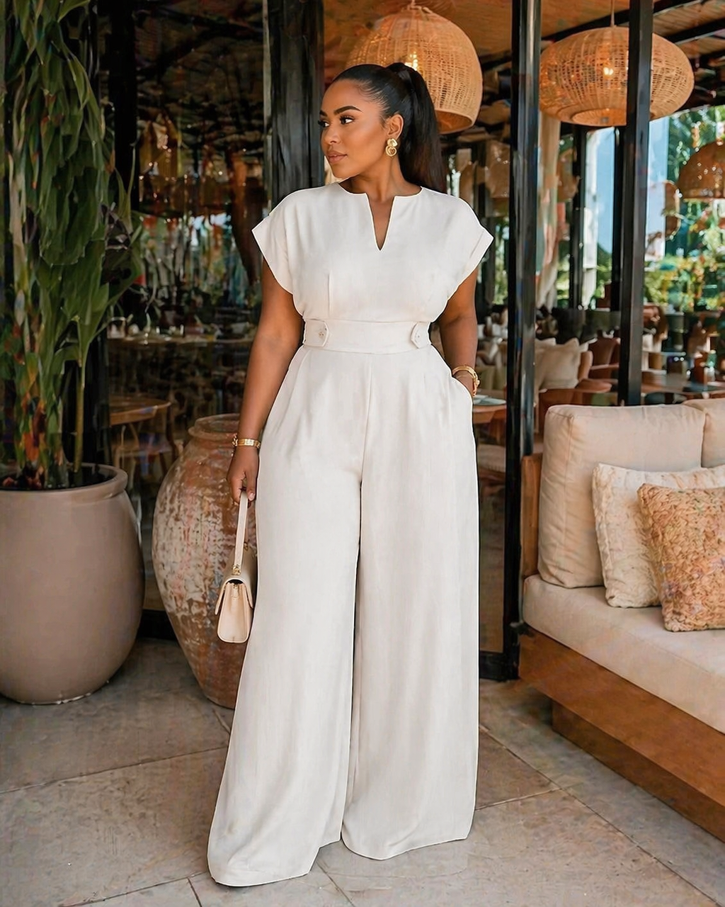 Combinaison pantalon large femme chic et élégante en blanc ou noir – My Fashion Glow