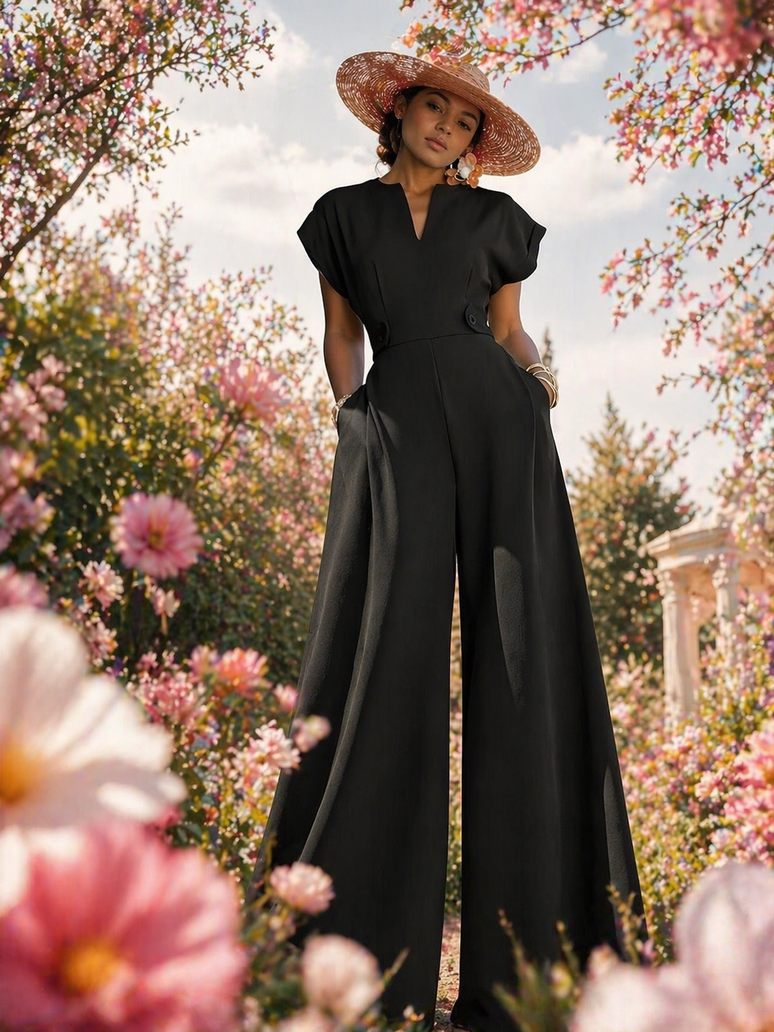 Combinaison pantalon large femme chic et élégante en blanc ou noir – My Fashion Glow