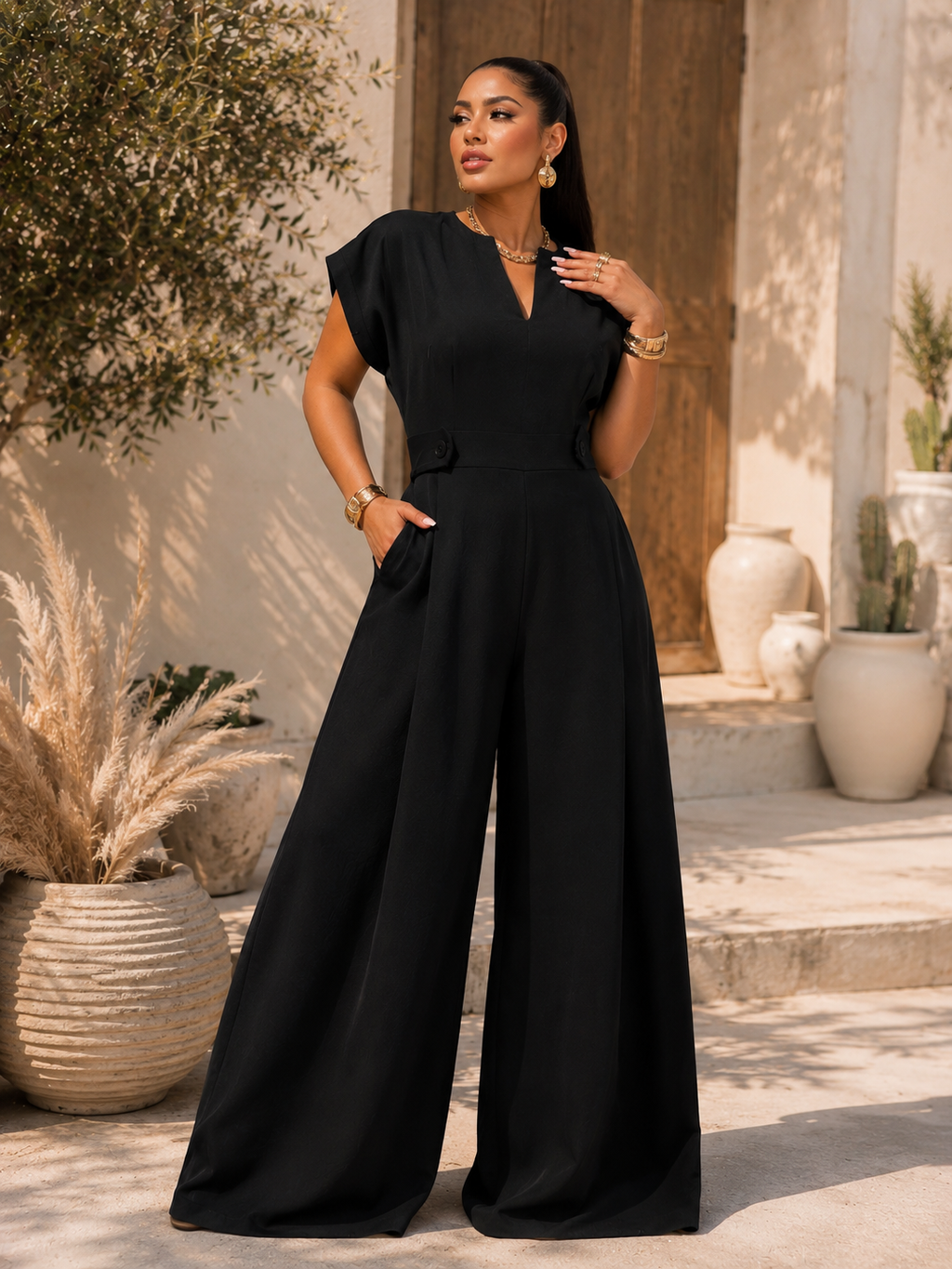 Combinaison Pantalon Large Femme – Chic & Élégante