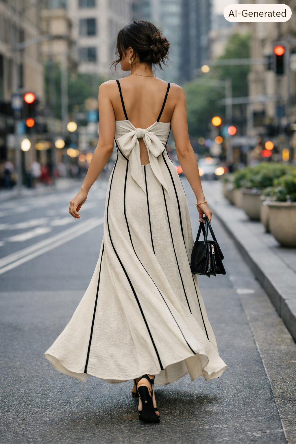 Robe Longue Bicolore Femme – Dos Nu & Coupe Fluide