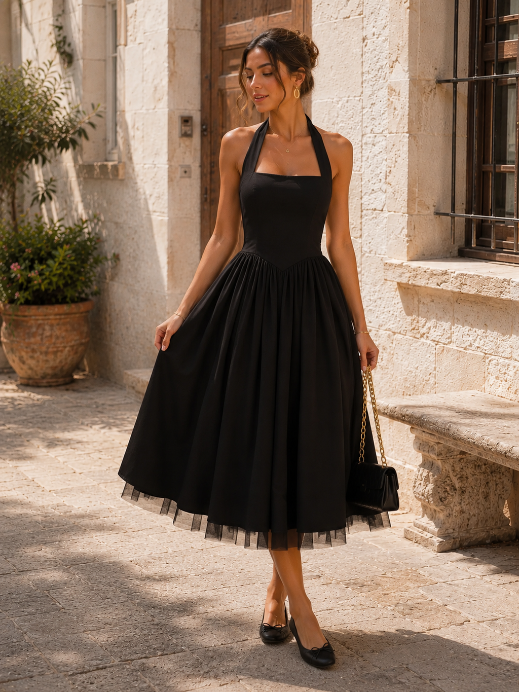 Robe Dos Nu Col Licou – Coupe Évasée Féminine